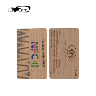 Silk Printing  CR80 13.56Mhz  Mifare 1kBeech Wooden Ving Key Card